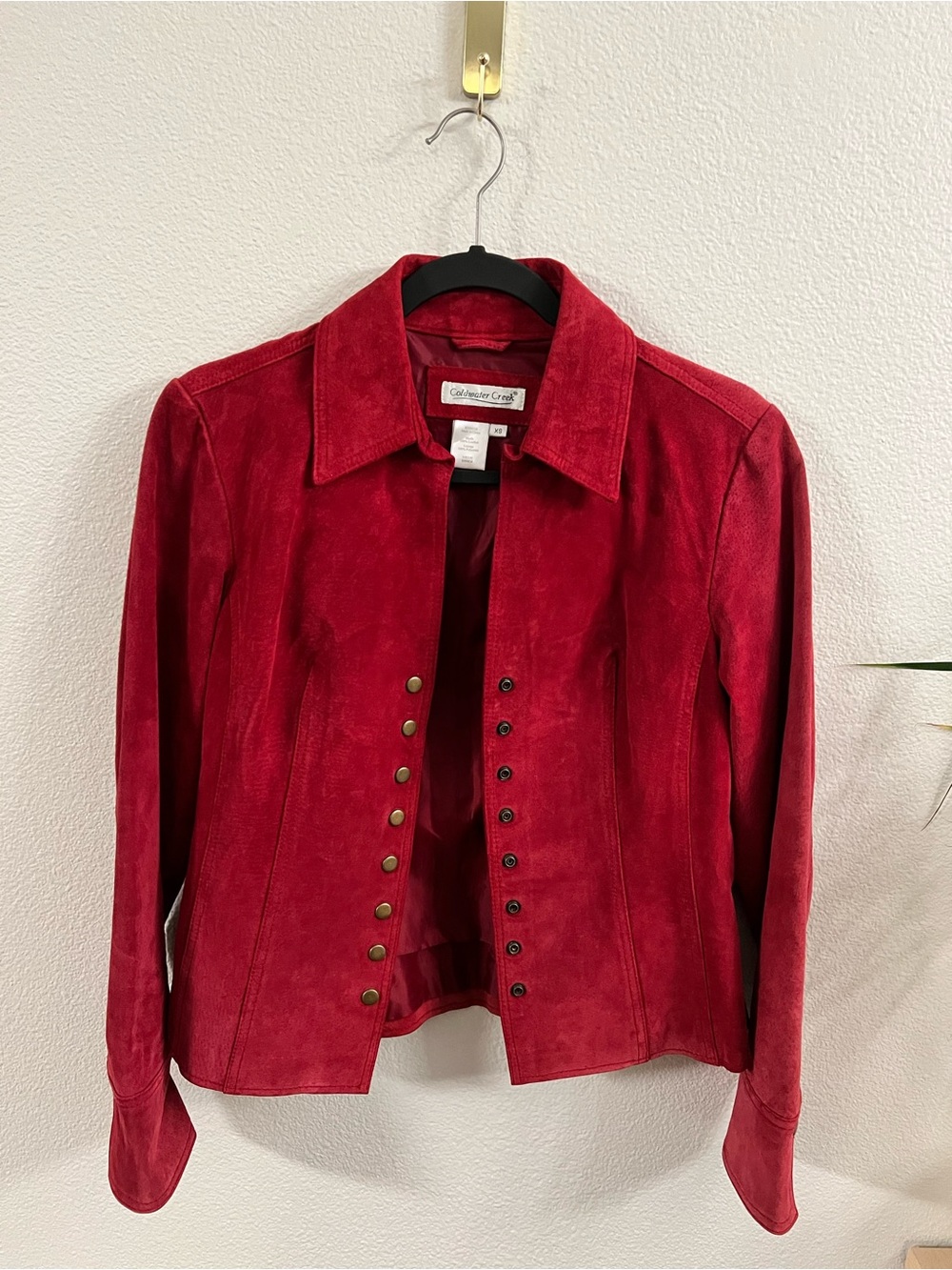 Coldwater Creek Red Suede Button-Front Jacket